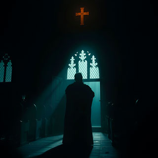 A priest praying for protection to the city and its villagers